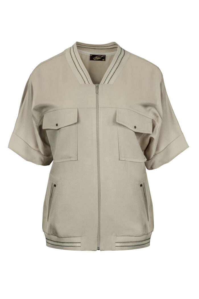 Szaro-oliwkowa bluzka damska z lnu i wiskozy, polska produkcja Jumitex.