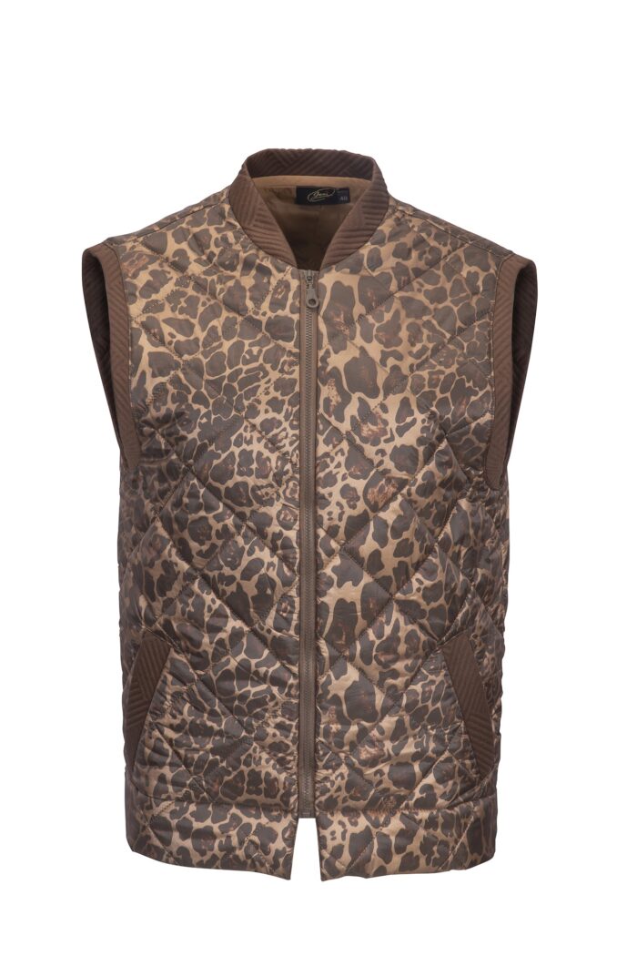 Damska pikowana kamizelka w panterkę rozpinana na zamek.